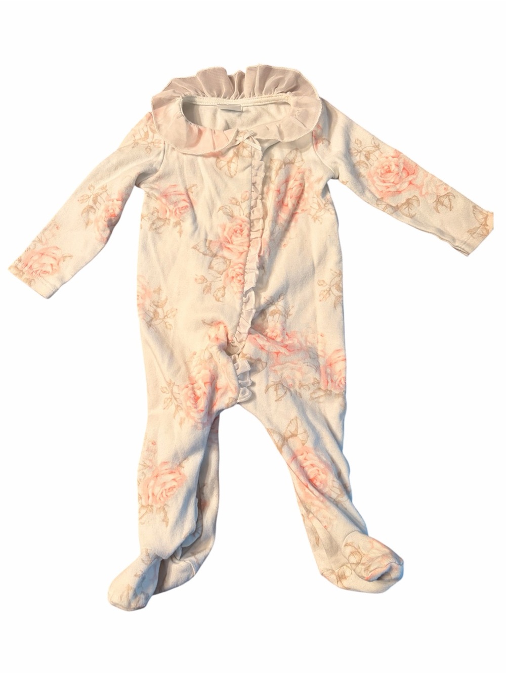 Edgehill collection Soft Floral Ruffle-Neck Baby One-Piece - Pink Floral 6m